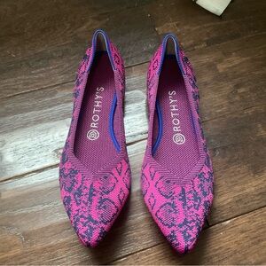Rothy's Vibrant Pink and Blue Patterned Flats new 9